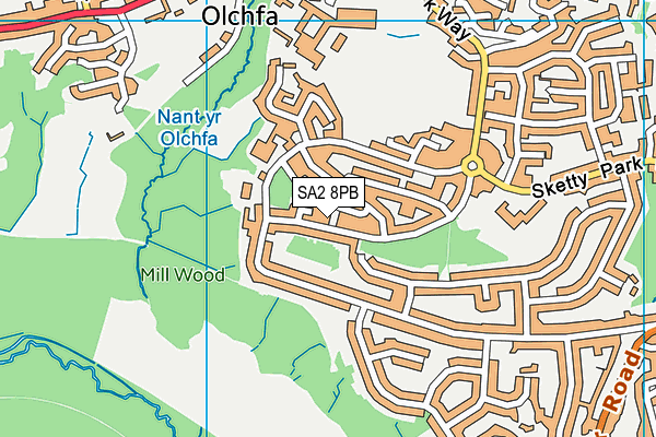 SA2 8PB map - OS VectorMap District (Ordnance Survey)
