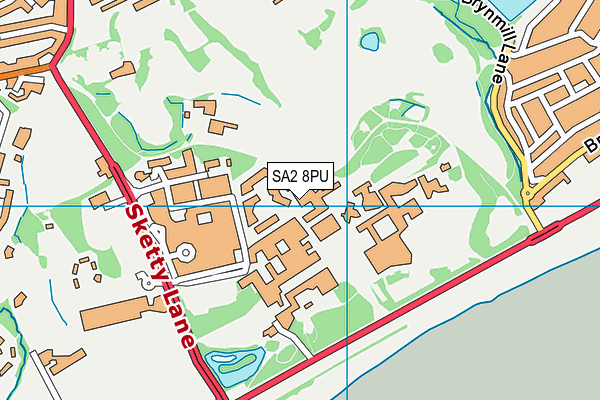 SA2 8PU map - OS VectorMap District (Ordnance Survey)