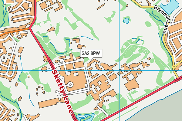 SA2 8PW map - OS VectorMap District (Ordnance Survey)