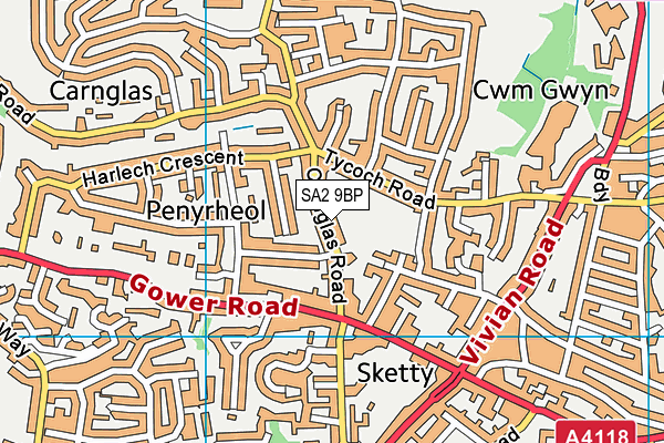 SA2 9BP map - OS VectorMap District (Ordnance Survey)