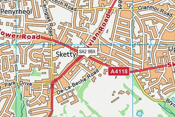 SA2 9BX map - OS VectorMap District (Ordnance Survey)