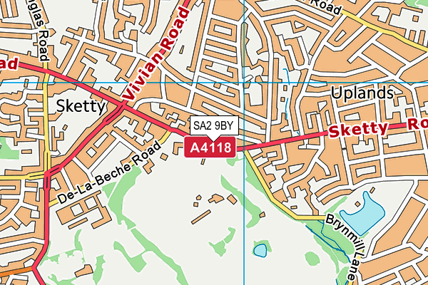 SA2 9BY map - OS VectorMap District (Ordnance Survey)