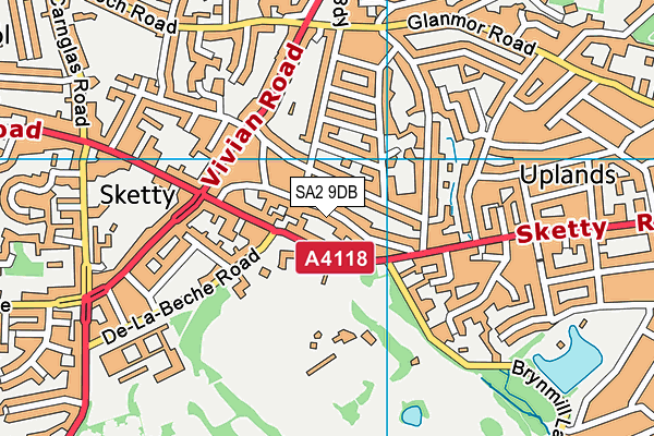 SA2 9DB map - OS VectorMap District (Ordnance Survey)