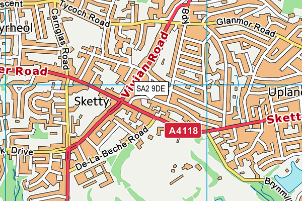 SA2 9DE map - OS VectorMap District (Ordnance Survey)