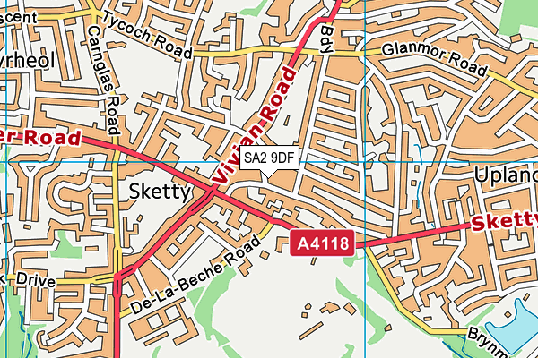 SA2 9DF map - OS VectorMap District (Ordnance Survey)