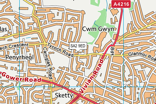 SA2 9ED map - OS VectorMap District (Ordnance Survey)