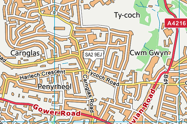 SA2 9EJ map - OS VectorMap District (Ordnance Survey)