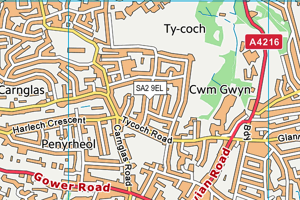 SA2 9EL map - OS VectorMap District (Ordnance Survey)