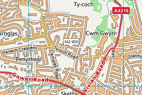 SA2 9EN map - OS VectorMap District (Ordnance Survey)