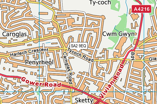 SA2 9EQ map - OS VectorMap District (Ordnance Survey)