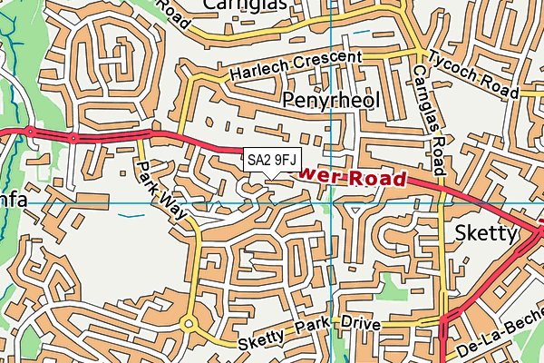 SA2 9FJ map - OS VectorMap District (Ordnance Survey)