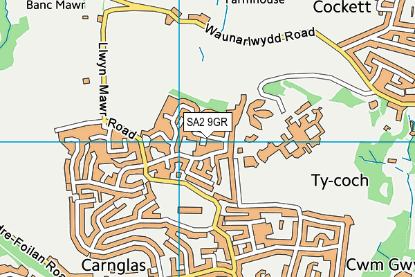 SA2 9GR map - OS VectorMap District (Ordnance Survey)