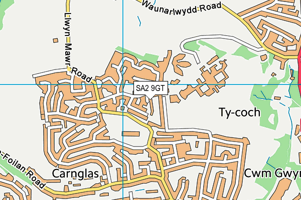 SA2 9GT map - OS VectorMap District (Ordnance Survey)