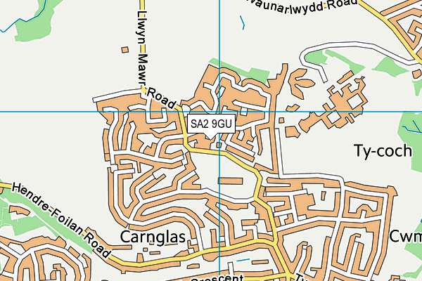 SA2 9GU map - OS VectorMap District (Ordnance Survey)