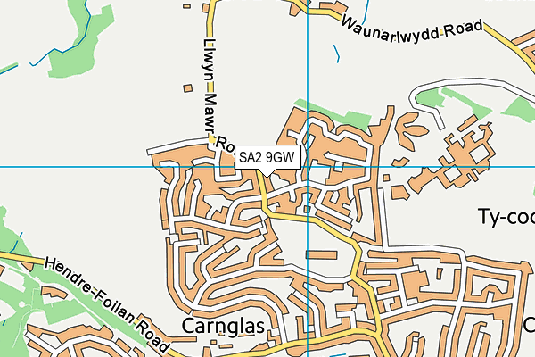 SA2 9GW map - OS VectorMap District (Ordnance Survey)