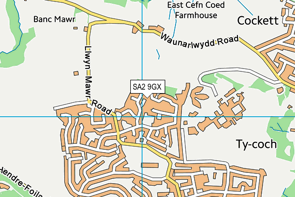 SA2 9GX map - OS VectorMap District (Ordnance Survey)