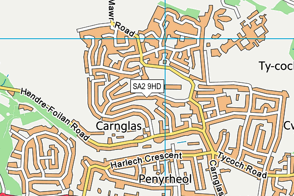 SA2 9HD map - OS VectorMap District (Ordnance Survey)