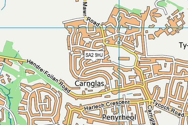 SA2 9HJ map - OS VectorMap District (Ordnance Survey)