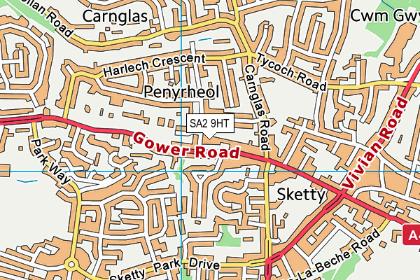 SA2 9HT map - OS VectorMap District (Ordnance Survey)