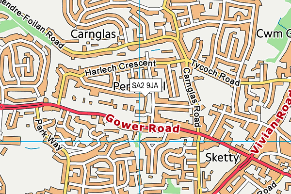 SA2 9JA map - OS VectorMap District (Ordnance Survey)