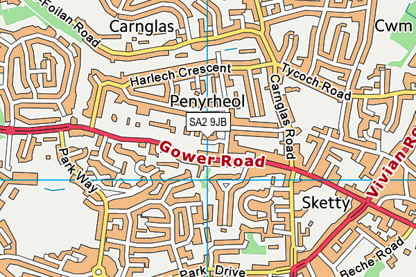 SA2 9JB map - OS VectorMap District (Ordnance Survey)