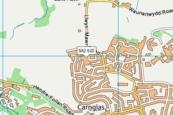 SA2 9JD map - OS VectorMap District (Ordnance Survey)
