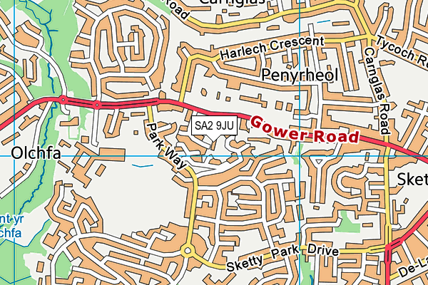 SA2 9JU map - OS VectorMap District (Ordnance Survey)