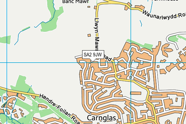SA2 9JW map - OS VectorMap District (Ordnance Survey)