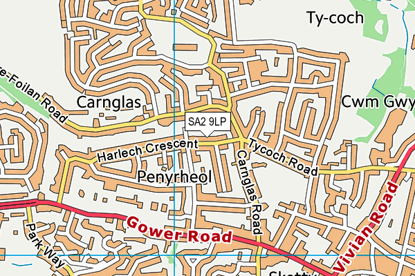 SA2 9LP map - OS VectorMap District (Ordnance Survey)