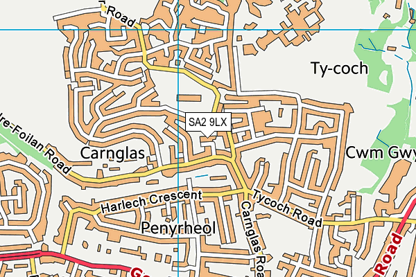 SA2 9LX map - OS VectorMap District (Ordnance Survey)