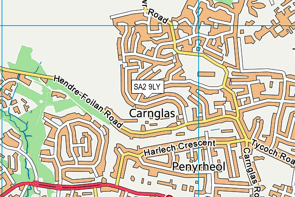 SA2 9LY map - OS VectorMap District (Ordnance Survey)
