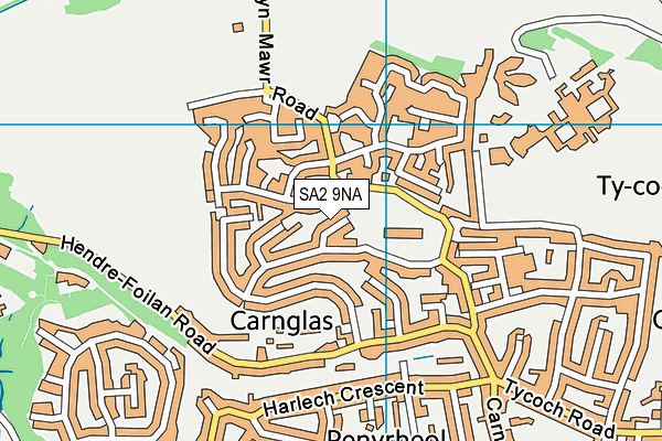 SA2 9NA map - OS VectorMap District (Ordnance Survey)