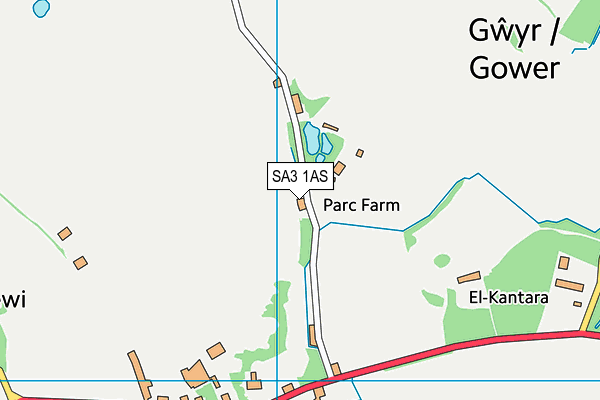 SA3 1AS map - OS VectorMap District (Ordnance Survey)