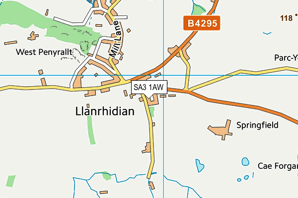 SA3 1AW map - OS VectorMap District (Ordnance Survey)