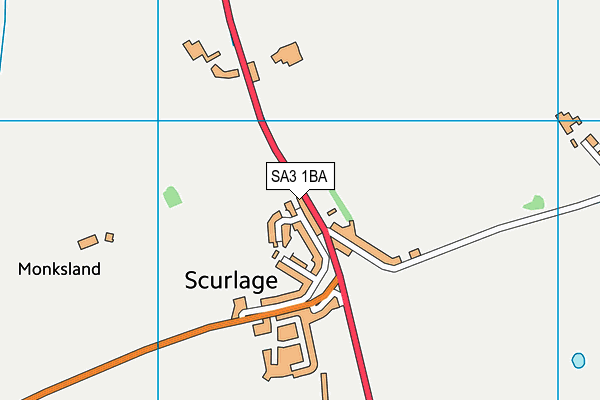 SA3 1BA map - OS VectorMap District (Ordnance Survey)