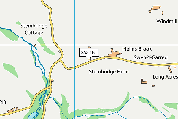 SA3 1BT map - OS VectorMap District (Ordnance Survey)