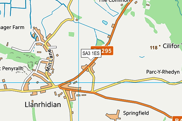 SA3 1ES map - OS VectorMap District (Ordnance Survey)