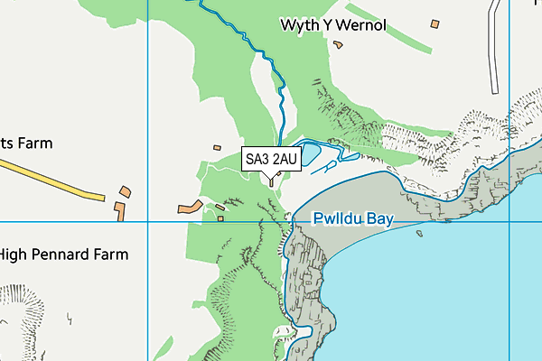 SA3 2AU map - OS VectorMap District (Ordnance Survey)