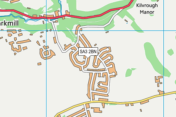 SA3 2BN map - OS VectorMap District (Ordnance Survey)