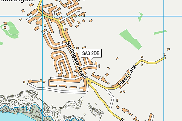 SA3 2DB map - OS VectorMap District (Ordnance Survey)