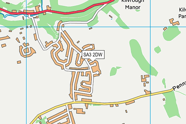 SA3 2DW map - OS VectorMap District (Ordnance Survey)