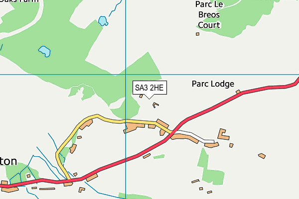 SA3 2HE map - OS VectorMap District (Ordnance Survey)