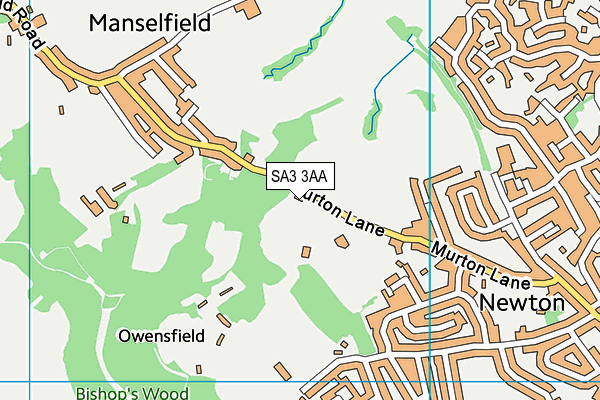 SA3 3AA map - OS VectorMap District (Ordnance Survey)
