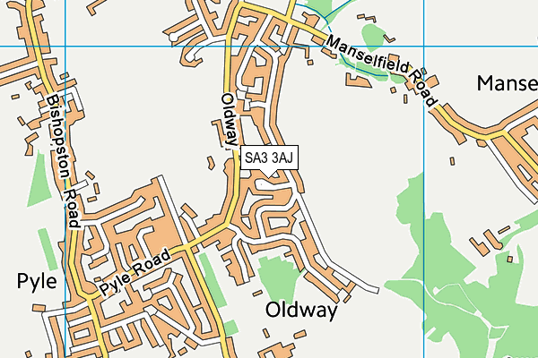 SA3 3AJ map - OS VectorMap District (Ordnance Survey)