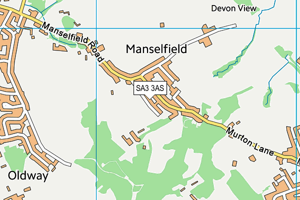 SA3 3AS map - OS VectorMap District (Ordnance Survey)