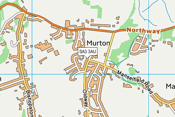 SA3 3AU map - OS VectorMap District (Ordnance Survey)