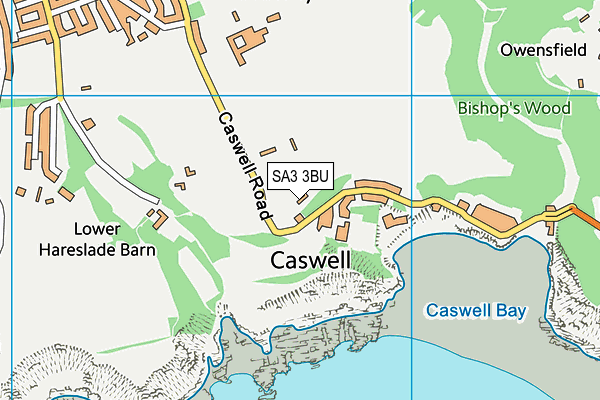 SA3 3BU map - OS VectorMap District (Ordnance Survey)