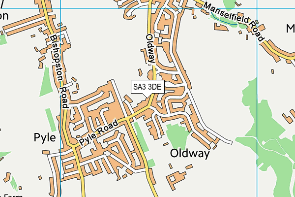 SA3 3DE map - OS VectorMap District (Ordnance Survey)