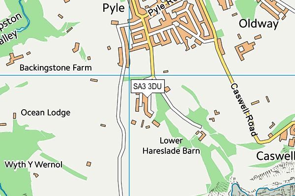 SA3 3DU map - OS VectorMap District (Ordnance Survey)