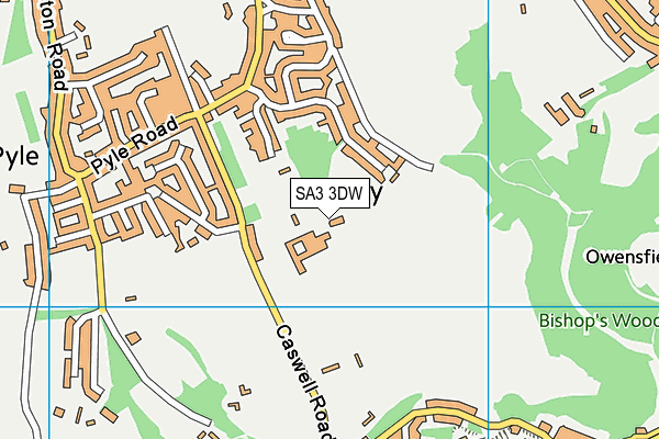 SA3 3DW map - OS VectorMap District (Ordnance Survey)
